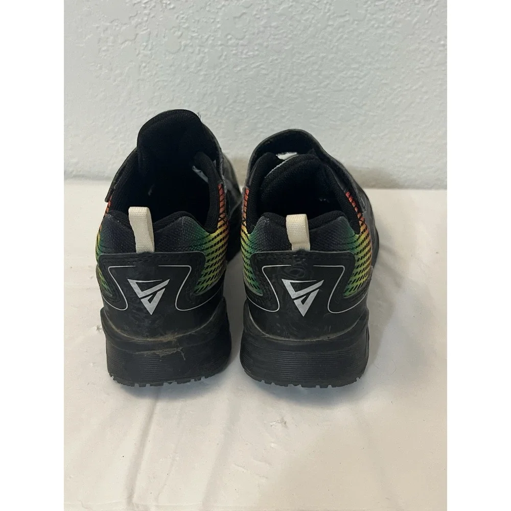 Skill Shooters Boys Sz 2 Waterproof SK009 Tennis Shoes Black Blue Neon Splatter